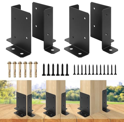 4 staffe di supporto regolabili per pali da 2 x 4, 4 x 4, 6 x 6, per recinzioni in legno, staffe di supporto per pergola, cassette postali e ringhiere del ponte