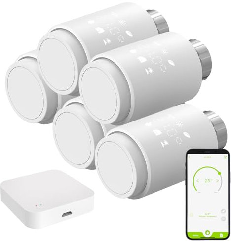 revolt Thermostat ZigBee: 5er-Set smarte Heizkörperthermostate mit Display, App, ZigBee-Gateway (Thermostat WLAN, WLAN Heizkörper)