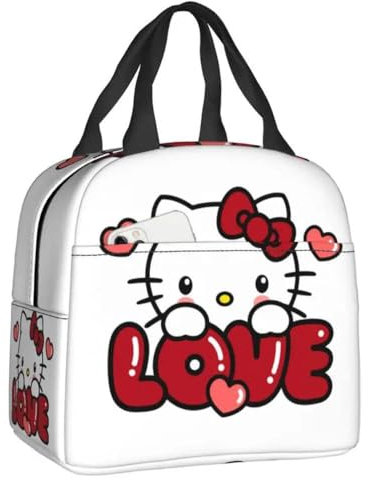 Hemasa Hello Kitty - Bolsa de almuerzo con diseño de gato, a prueba de fugas, con aislamiento térmico, para mujeres, niños, picnic, viajes, alimentos, 7 unidades