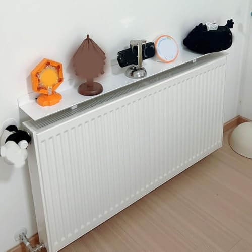 White Radiator Shelf with Brackets 140CM Floating Shelf for Dining Room/Farmhouse No Drill Installation Radiator Top Cover