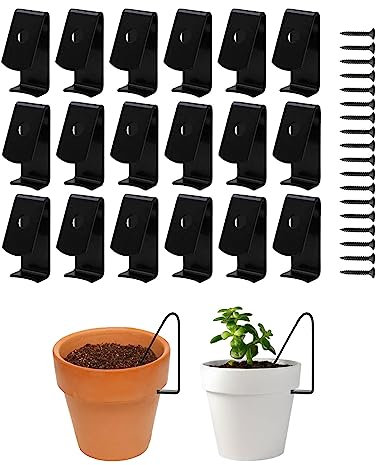 GAESHOW 18 Piezas Ganchos de Pared para Colgar Macetas, Soportes de Pared de Hierro para Suspensión de Flores, Colgador de Maceta (Negro)