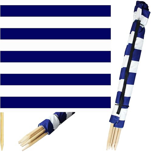 Pullmer Windschutz Strand 16m, Sichtschutz für Strand, Garten und Camping, Strandwindschutz, Strandzaun (weiß-blau Streifen)