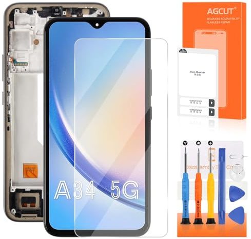Pantalla LCD de 6,6 pulgadas para Samsung Galaxy A34 5G LCD Pantalla para Samsung A34 SM-A346E SM-A346B Pantalla Táctil Digitizer Assembly con reparación de herramientas con marco, no admite huellas