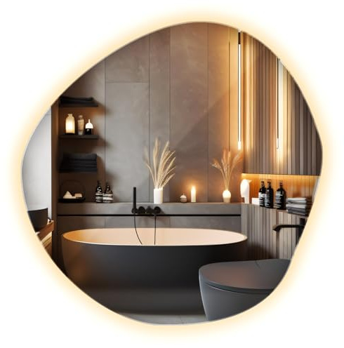 XXL Cloud Spiegel Warmweiß 95.7x96.6cm | LED Wandspiegel ohne Rahmen | Unregelmäßiges Design für stilvolle Räume | Dekorativ & funktional | Modern & minimalistisch