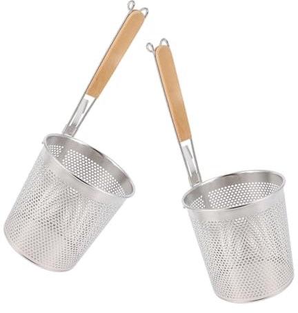 Alipis 2 Pezzi colino per spaghetti da cucina scolapasta con manico cestino per sbollentare colino cinese setaccio in acciaio inox Acciaio inossidabile Silver