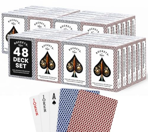Regal Games Rockets – Bulk-Spielkarten-Set für Erwachsene & Profis – 48 Standard-Decks, Pokerkarten für Blackjack, Euchre, Canasta – Poker-Größe, Casino-Qualität, Reise- & Spieleabendkarten