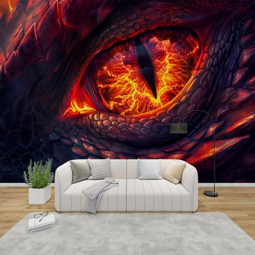PaxGloz Fototapete Feuerdrachen 3D Effekt Tapete Jugendzimmer Drachen Fantasy Tapeten Vliestapete Modern Wandtapete Wohnzimmer Schlafzimmer Kinderzimmer Wanddeko Motivtapeten 350 x 256 cm (B x H)