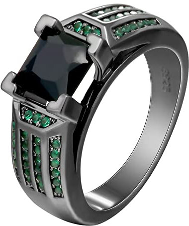 Ring für Frauen, kleine Eheringe glatt mit schwarzem schwarzem Grün