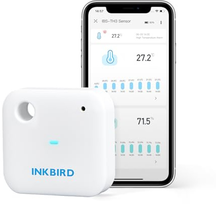Inkbird Innentemperatur-Feuchtigkeitssensor, IBS-TH3 Wlan Thermometer und Hygrometer
