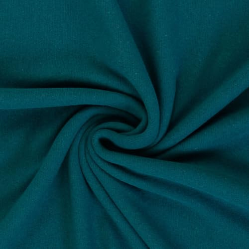 Baumwollstrick BONO | angerauter Strickstoff - Made in Italy - 18 Farben - Meterware ab 50cm - Ökotex zertifiziert (petrol 1750)