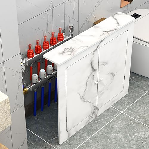 SXKLYRF Armoire Cache Radiateur pour la Maison, Étagère Couvre Chauffage Effet Marbre, Meuble Décoratif pour Le Salon, 3 Côtés, Cache Les Tuyaux Encombrants(80x80x15cm/31x31x6in)