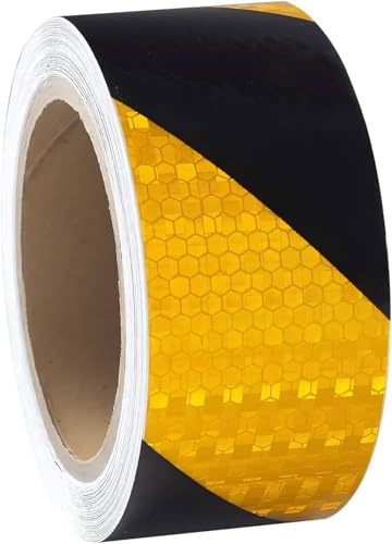 NOLACE Nastro Segnaletico Riflettente Adesivo 20m × 5cm Bagliore Nel Buio Giallo e Nero, Per Cartelli Stradali, Sicurezza Auto Moto Bicicletta