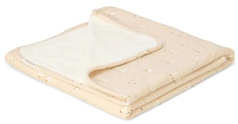 Little Dutch Decke Babydecke - Flauschige Rückseite - für Mädchen und Jungen - Babybett Kinderwagen - 100% Baumwolle - Little Goose - Newborn Naturals beige (70x100 cm)