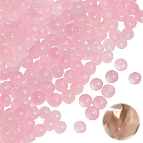 100pcs 8mm Rose Quartz Beads, Round Stone Loose Gemstone Rose Quartz Crystal Beads Pink Crystal Strand Energy Stone for Jewellery Making Bracelet Necklace Earrings DIY Crafting Gifts for Women Girls
