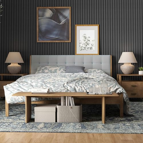 Acezanble Set of 2 Decorative Acoustic Wall Panels MDF Wood with Felt Backing – Decorative Sound Absorbing Wall Cladding Home Interiors & Studios 240x60cm Gray Oak