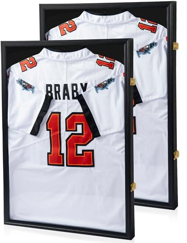 LASIK Trikotrahmen 60 x 80 CM, Objektrahmen für Fußballtrikot, 2 Sets | 3D Schwarzer Bilderrahmen für Trikot, Bilderrahmen zum Befüllen Groß für Fußball, Rugby, Eishockey, NBA-trikot
