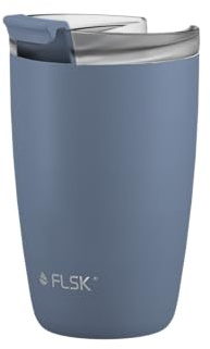 FLSK Kaffeebecher – Premium coffee to go-Becher aus Edelstahl – 100 % auslaufsicher, BPA-frei & doppelwandig – hält 3 h heiß (denim, 350 ml)