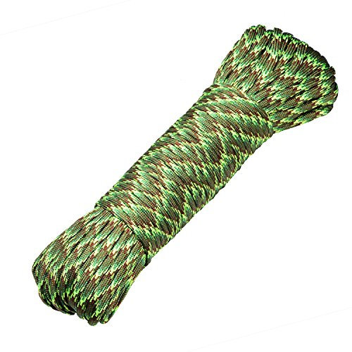 DonDon 30 Meter langes Stoffband Nylon-Schnur Paracord-Seil Survival Band zum Basteln und für Outdoor Camping Aktivitäten 4 mm - 7 Stränge Olive-hellgrün-braun