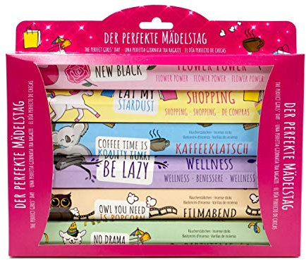 Räucherstäbchen Set „Der perfekte Mädelstag“ u.a. mit Kaugummi-, Pina-Colada-, Kuchen-Duft. Tolles Geschenk für Mädchen/Freundinnen/Schwestern