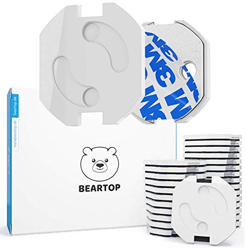 BEARTOP Steckdosen Kindersicherung | Neue Extra Sicherung 2022 | Steckdosenschutz & Sicherung für Babys, Kinder | Weißer Steckdosenschutz ohne Kleben