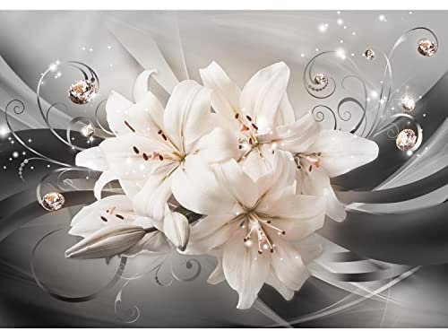 Runa Art Fototapete Blumen Lilien Modern Vlies Wohnzimmer Schlafzimmer - Made in Germany - Schwarz Braun 9434010a