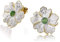 ✦ Jugendweihe Geschenke Mädchen ✦Springlight Silber 925 Naturstein Pfingstrose Blume Ohrstecker: Ohrringe Schmuck Damen, Mädchen Geschenke (Green)