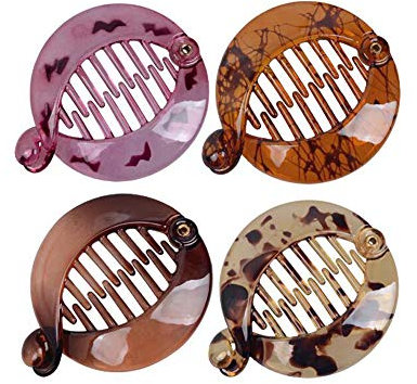 Lot de 4 pinces à cheveux rondes de 6,3 cm en forme de poisson banane, accessoires de cheveux pour femmes et filles (couleur aléatoire)