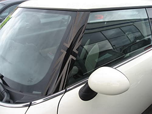 SB CarDesign A-Säulen Aufkleber Pillar Decal für R50 R52 R53 MINI Cooper One Works (Anthrazit metallic, Union Jack)