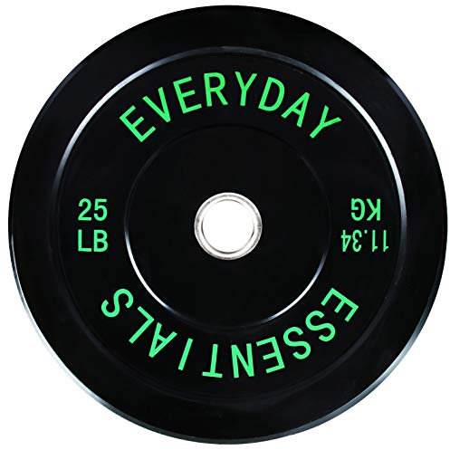 BalanceFrom Everyday Essentials Color Coded Olympic Bumper Plate Weight Plate Steel Hub, black