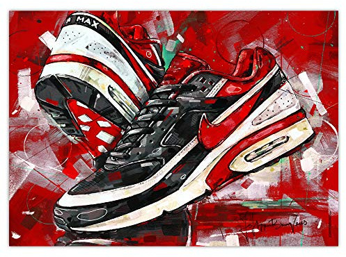 Air Max Kunstdruck BW Varsity Red 01 (50 x 70 cm), ungerahmt