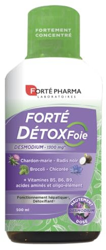 Forté Pharma - Forté Détox Foie, Complément Alimentaire Elimination des toxines - Chardon-Marie Radis Noir Desmodium et Vitamines - Détox du foie, Flacon 500 ml = 10 jours
