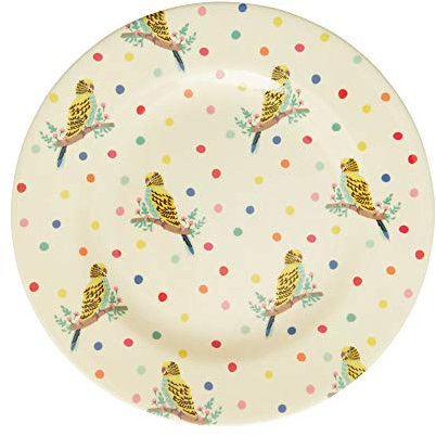 RICE Round Melamine Side Plate - Cream - Budgie Print
