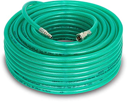 EBERTH Druckluftschlauch Gewebeschlauch Luftschlauch, Länge 30m, Kompressor Schlauch mit Durchmesser 10mm x 14mm (innen x außen), 3/8 Kupplung, 24 bar, Druckluft Zubehör mit 3/8 Zoll Anschluss