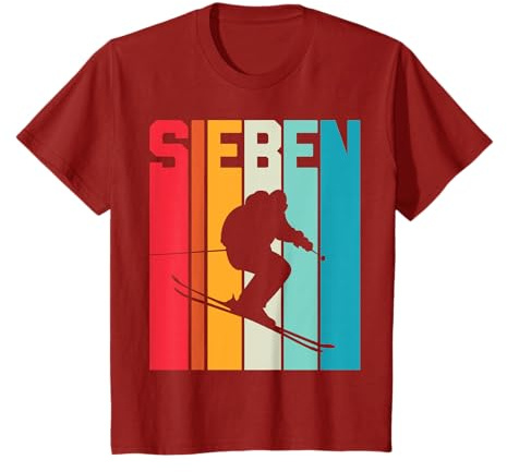 7. Geburtstag Jungen Retro Ski Skifahrer Fan 7 Jahre alt T-Shirt