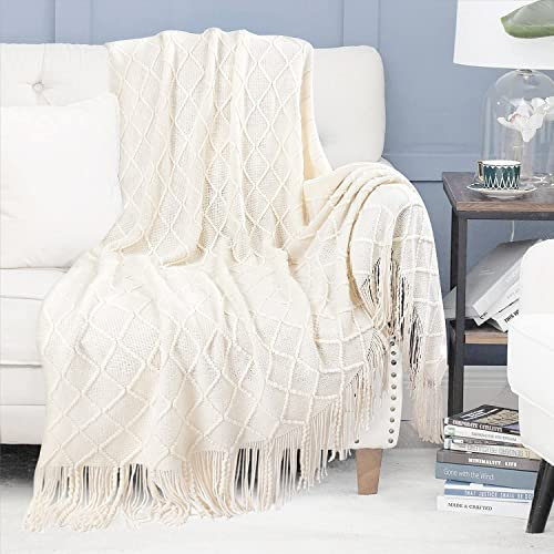Sofadecke,Kuscheldecke Stricken Kleine Decke Couchdecke,Weich Wolldecke Wohndecken Quaste Gestrickt Decke Schlafdecke Bettdecke Klimaanlage Decke Autodecke für Couch,Büro,Auto,Sofa,Bett,127*230 Beige