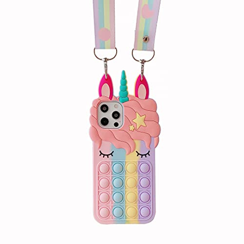 CrazyLemon Schutzhülle für iPhone 11 Pro Max, Toy Cover Toy Cover Toy Push Pop it Bubble Motiv Einhorn Schutzhülle Ganzkörperschutz für iPhone 11 Pro Max – Regenbogen