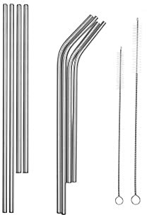 Westinghouse Cannucce in acciaio inox, set da 10, 8 cannucce, 2 spazzole per la pulizia, in acciaio inox, riutilizzabili, ecologiche, design elegante, lavabili in lavastoviglie, colore: argento