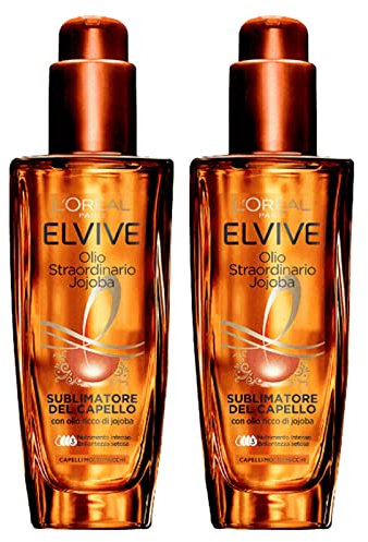 2 x L'Oréal Paris Elvive Öl Jojoba Haarsublimierer Intensiv, seidig und glänzend für sehr trockenes Haar, 2 Flaschen mit je 100 ml