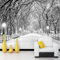 ManFototapete Papier Peint Intissé Paysage De Neige Forêt Noir Et Blanc Décoration Murale Poster Tableaux Muraux Tapisserie Photo Trompe L'Oeil Salon Chambre Art Mural 350(W) X256(H) Cm