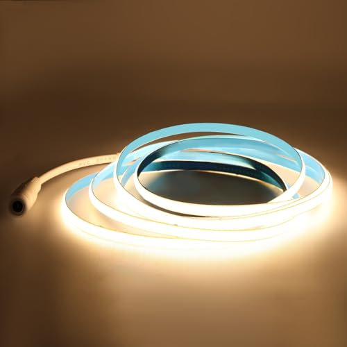 Arotelicht 2M COB LED Streifen 3000K Warmweiß, 24V 768 LEDs (384/m) 5mm Breite, 4cm Schneidbar, IP20 Innenbeleuchtung für Schränke Möbel Dekor (Selbstklebend)