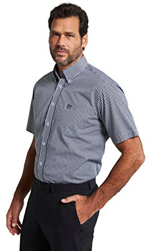JP 1880 Hommes Grandes Tailles L-8XL Chemise, Business, Manches Courtes, Carreaux Vichy, Jusqu'au 8 XL, Comfort Fit Noir 3XL 722860130-3XL