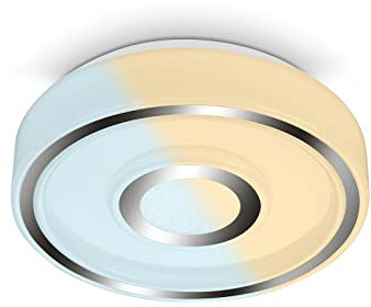 BRILONER Leuchten – LED Bad Deckenleuchte mit Farbtemperatursteuerung, Deckenlampe LED IP44 Badezimmerlampe, Stufenweise Dimmbar, Chrom, 280x75 mm (DxH), 2232-018
