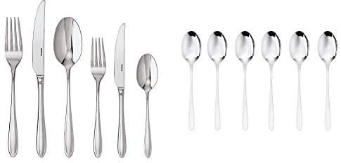 Sambonet 52515-83 Set Posate Monoblocco Dream, 36 Pezzi, Acciaio Inossidabile, tavola, unità & 52553A37 Taste - Set di Cucchiaini Moka – caffè monoblocco in acciaio inox 18/10, 6 pezzi