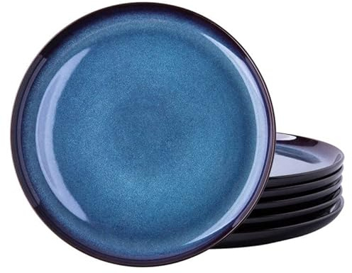 LERATIO Ceramic Plate Set of 6,8.5 Inch Reactive Glaze Salad Plates
