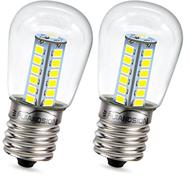 Ruiandsion E17 LED Refrigerator Light Bulb 220V AC White 2835 25SMD LED Clear Bulb for Freezer Ceiling Home Lighting Lamp (Pack of 2)