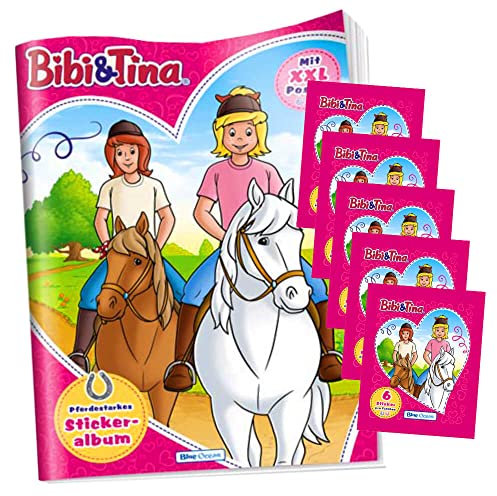 Blue Ocean Bibi und Tina Sticker Pferdesticker (2023) - 1 Album + 5 Tüten Sammelsticker Bundle + 10 Originale STRONCARD Hüllen