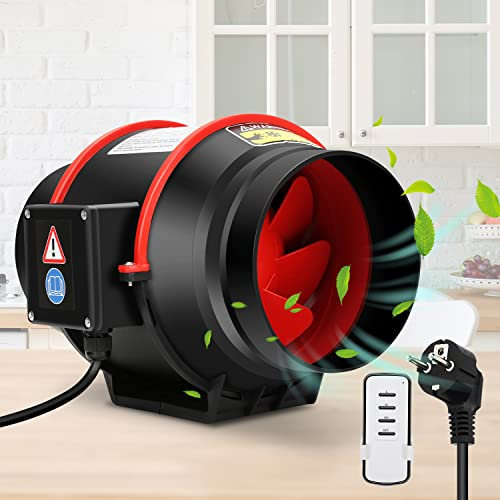 SWANEW Ventilatore a tubo con telecomando e spina europea, 150 mm, 2 marce, ventilatore in linea 540 m³/h, per bagno, serra