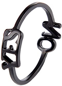 Ringe Damen Modeschmuck wojonifuiliy01 Mode Persönlichkeit Ja Nein Englisches Alphabet Ring Ring Armband Schmuck Geschenke Mutter (Black, One Size)