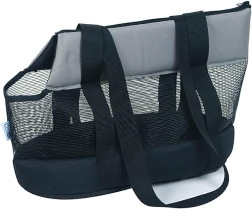 hundetragetasche Atmungsaktive Sommer-Haustier-Hundetragetasche, tragbare Haustiertragetasche, Umhängetasche, Katzen-Hundetragetaschen for kleine Hunde (Color : schwarz, Size :L)