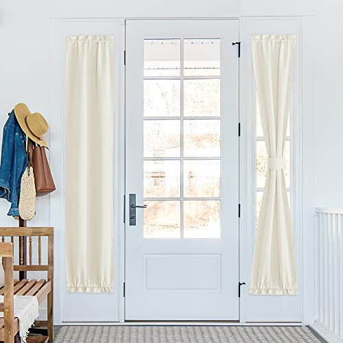 PONY DANCE Seitenlicht Tür Fenster Vorhänge - Sichtschutz Tür Fenster Vorhänge Wärmedämmung Abdeckung für Terrassentür Glastür Haustür, Breite 30,5 x Länge 183,9 cm, 1 Panel, Creme Beige